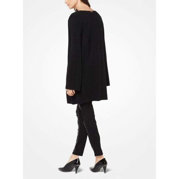 New! MICHAEL KORS Women's Wool-Blend Long Black Cardigan Sweater With Pockets - Picture 3 of 5